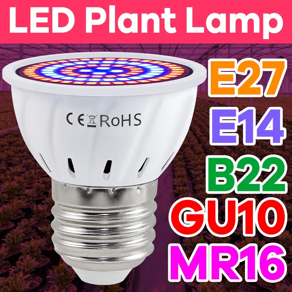 Plant Grow Light Full Spectrum - Pflanzenwachstumslampe 220V LED-Birne E27 Vollspektrum GU10