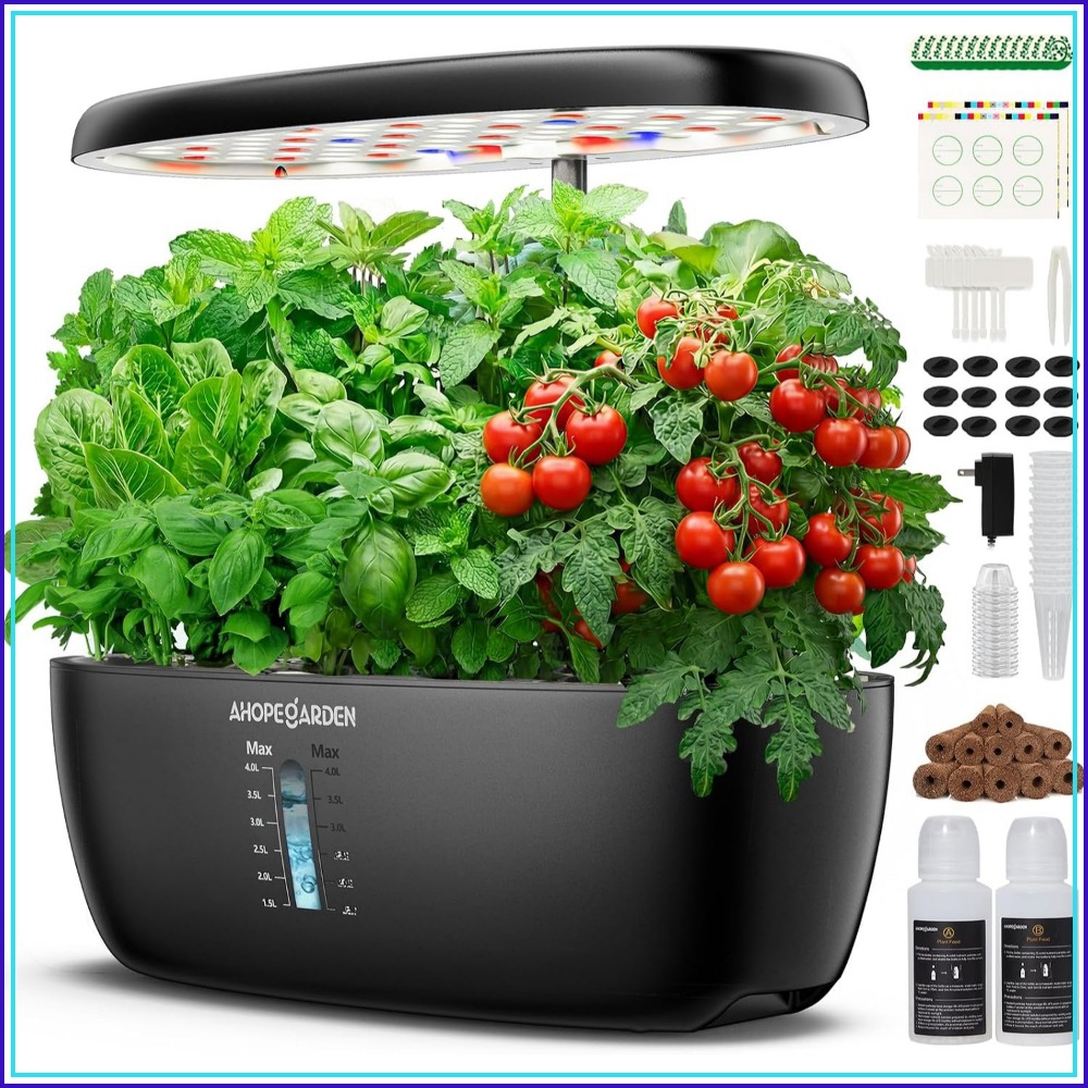 Hydroponic Grow Pod - 12-Pod Hydroponischer Garten mit LED-Wachstumslampe, Indoor-Kräuter-Set