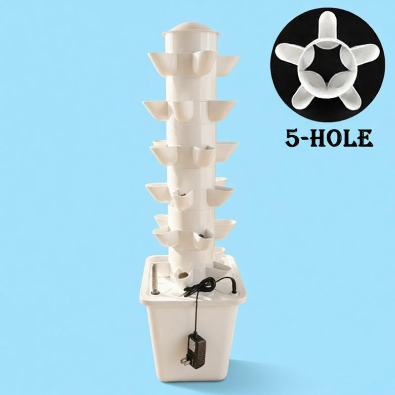 Hydroponic Tower - Hydroponisches Anbausystem-Set, 6 Ebenen, 30 Töpfe,